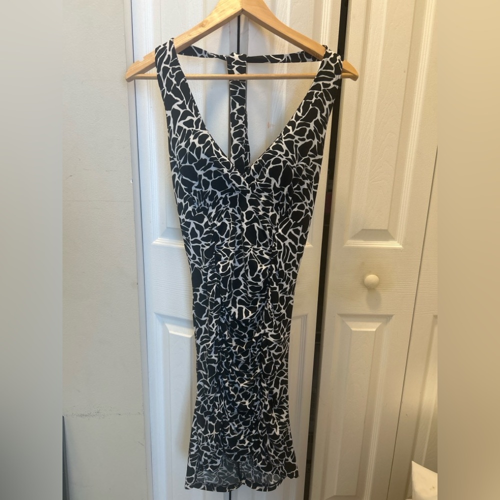Body Central Black & White Animal Print Halter Dress – Estimated Size M/L